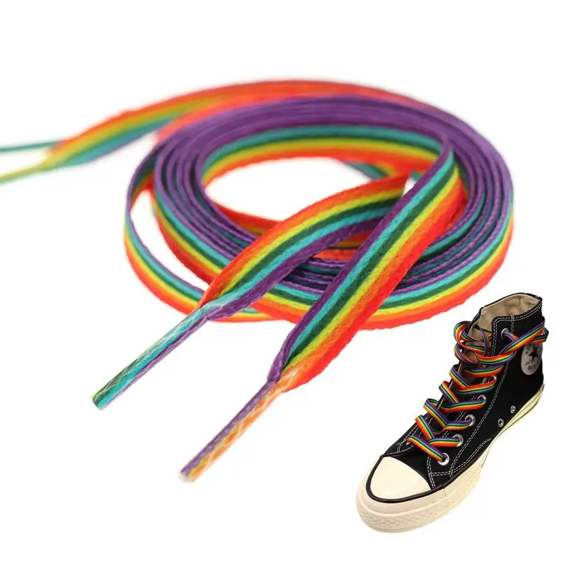 1 Pair Flat Rainbow Striped Sh - Lace Replacement Flat 评论和价格