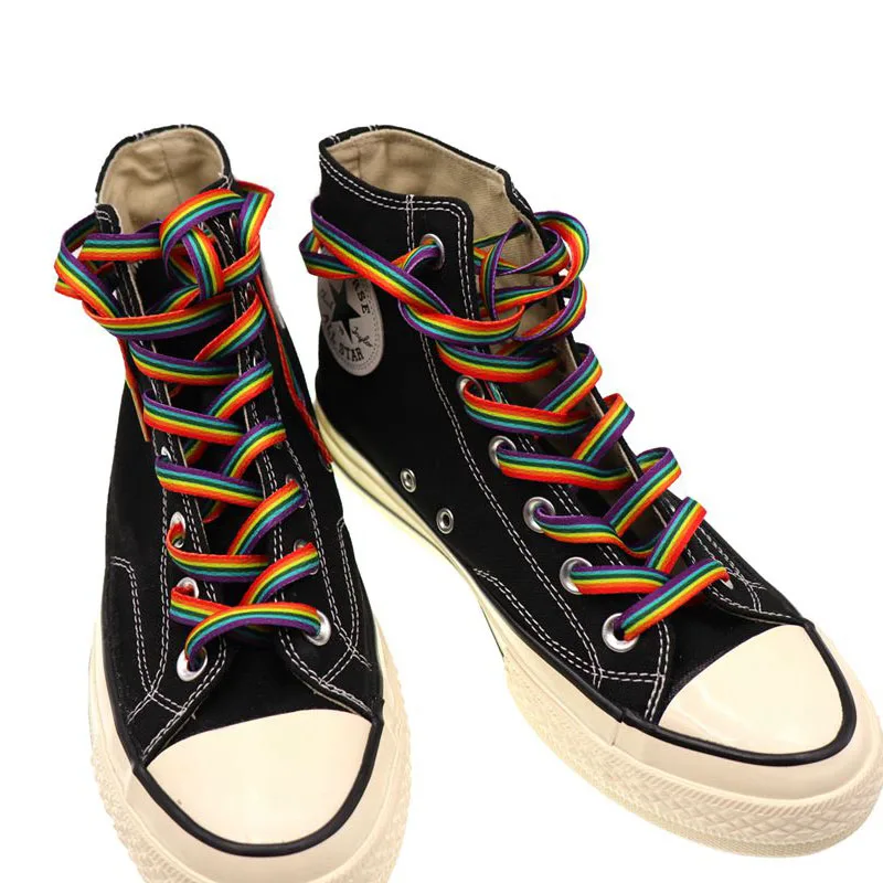 1 Pair Flat Rainbow Striped Sh - Lace Replacement Flat 评论和价格