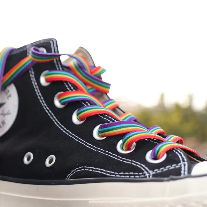 1 Pair Flat Rainbow Striped Sh - Lace Replacement Flat 评论和价格